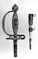 Smallsword Hilt and Scabbard Mounts, James Morisset (British, London 1738–1815), Silver, enamel, paste brilliants, gold, textile, British, London